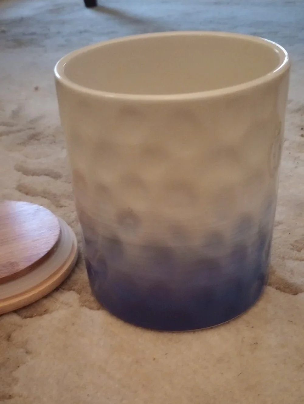 Better Homes And Gardens Blue and White Ombre Ceramic Canister with Bamboo Lid